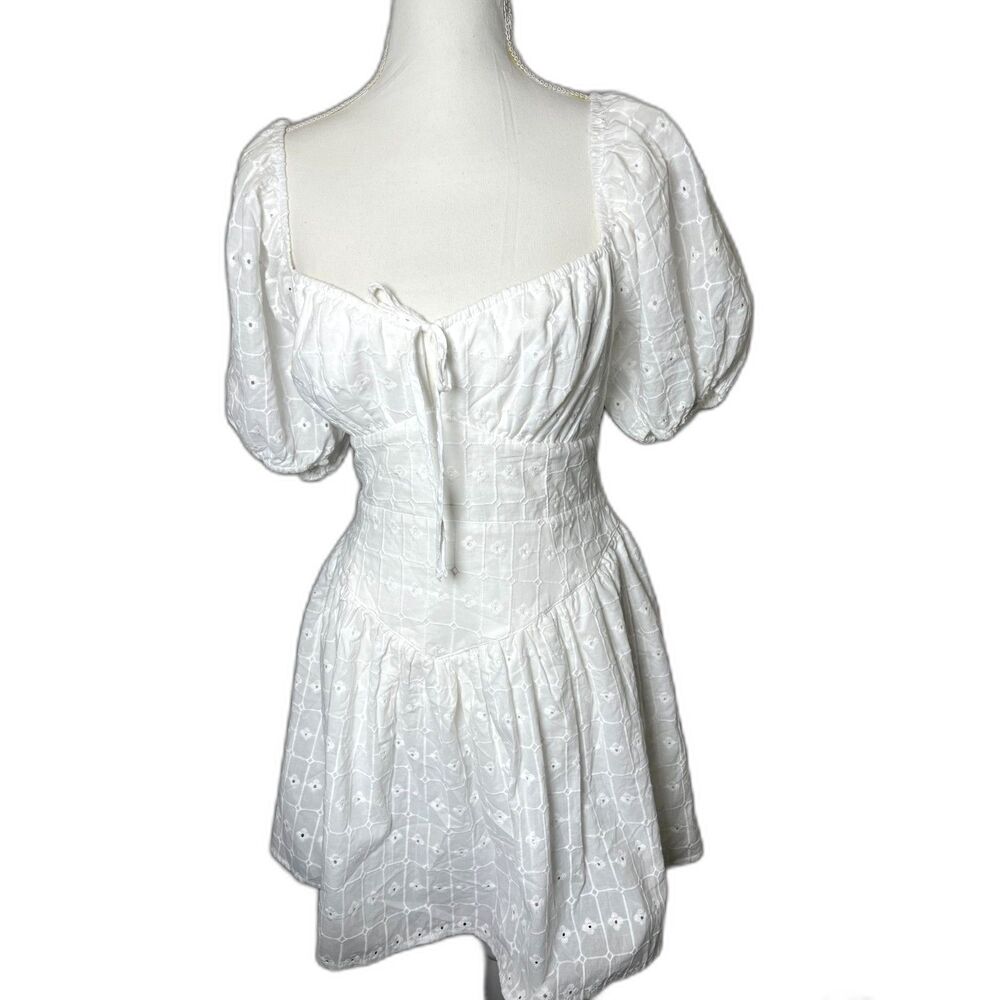 Altar'd State White Drop Waist Sweetheart Mini Dress 100% Cotton NWOT Size XL - Picture 4 of 5